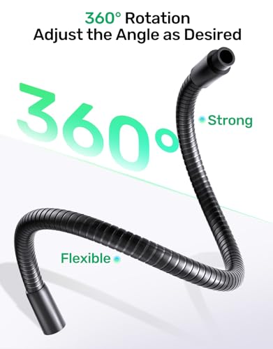 19" Flexible Gooseneck Mic Stand with Desk Clamp【Heavy Duty】 1/4" & 3/8" Adapters，for Gaming, Live Streaming, Podcast, Conference, and Podium