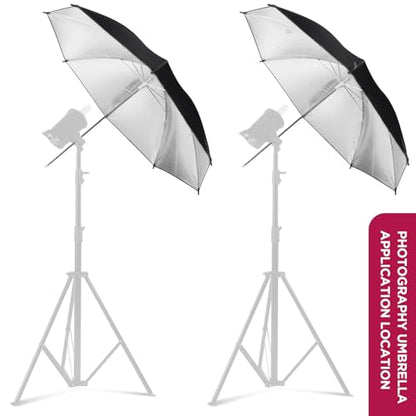 [2 Pack] 43" Black/Silver Reflective Umbrella Kit for Contrast, Concentrative Light, Studio/Outdoor Photo and Video Lighting Accessories - color: 2* 43" Black