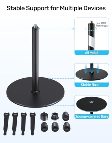 Desktop Stereo Array Spacing Mic Stand with Weighted Base & Adjustable Positioning Bar – Dual Microphone Mount Holder for XY/ORTF Recording, Ideal for Podcasting, Studio and Tabletop Use - size: Mic Bar with Stand