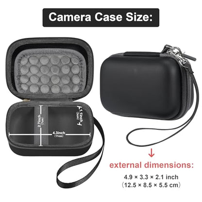 Leayjeen Hard EVA Camera Case Compatible with Canon PowerShot ELPH/IXUS, Kodak Pixpro FZ55/FZ45, Nikon Coolpix, Small Digital Camera, Shockproof Protective Camera Bag with Hand Strap-Black(Case Only) - color: Black