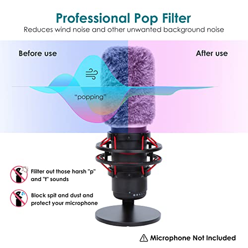 YOUSHARES QuadCast Microphone Windscreen, Furry Wind Cover Microphone Wind Shield Compatible with HyperX QuadCast Mic and HyperX QuadCast S microfono for Filter Ambient and Breathing Winds