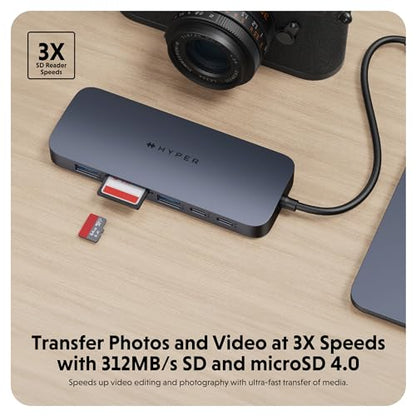HyperDrive Next 10 Port USB C Hub for Mac, PC, and Chromebook with 4K60Hz HDMI, 2 USB-A, USB-C Hub 10Gbps 140W Power Delivery, SD & microSD Card Reader, Ethernet, 3.5mm Audio Ports - size: 10 Port USB-C Hub with 2x USB-A