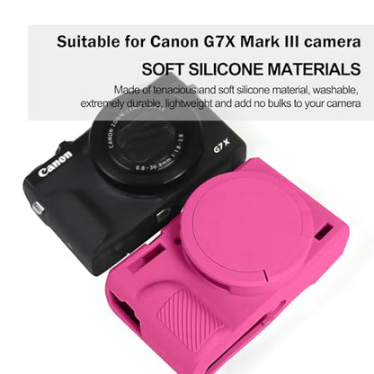 Easy Hood Case for Canon Powershot G7 X Mark III Digital Camera, Soft Silicone Protective Cover with Removable Lens Cover for Canon Powershot G7X Mark III DSLR Camera (Rose) - color: Rose