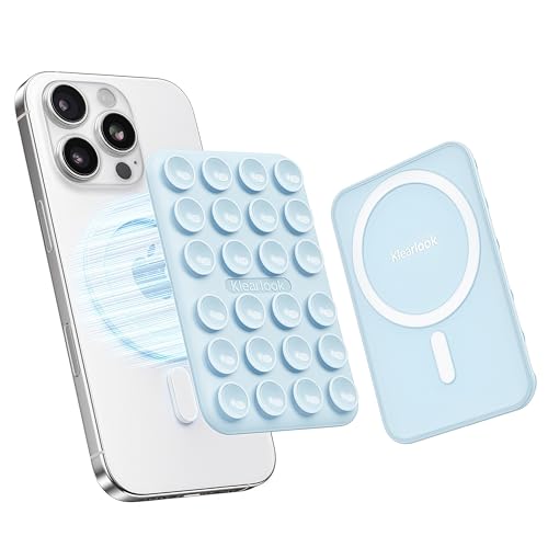 Klearlook Magnetic Suction Phone Mount for MagSafe Case, Removable Sticky Phone Grip Holder for Hands-Free Makeup/Selfie/Live Streaming/Vlog for TikTok & Instagram Influencer/Creator, Light Blue - color: Light Blue