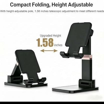 Adjustable Phone Stand for Desk | Foldable Holder, Stable Base, Non-Slip Design, Compatible with iPhone, Android Phones and Tablets