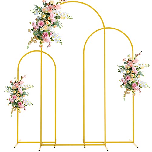 Wokceer Wedding Arch Backdrop Stand 6FT, 5FT, 4FT Set of 3 Gold Metal Arch Stand for Wedding Ceremony Baby Shower Birthday Party Decor - color: Gold, size: 6FT, 5FT, 4FT