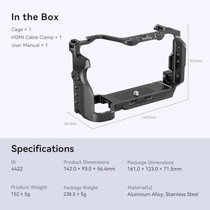 SmallRig Cage Kit for Sony A7C II / A7CR with a Cable Clamp for HDMI, Full Access Vlog Making Camera Video Cage for Sony Alpha 7C II/Alpha 7CR with Hinge Arm, Built-in QR Plate for Arca - style: Normal Cage