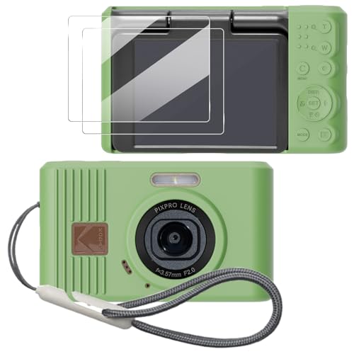 Case for Kodak PIXPRO C1 accessories,Soft Silicone Protective Case,Comes with 2 Screen Protectors and 1 Wrist Strap - Matcha green - color: Matcha green