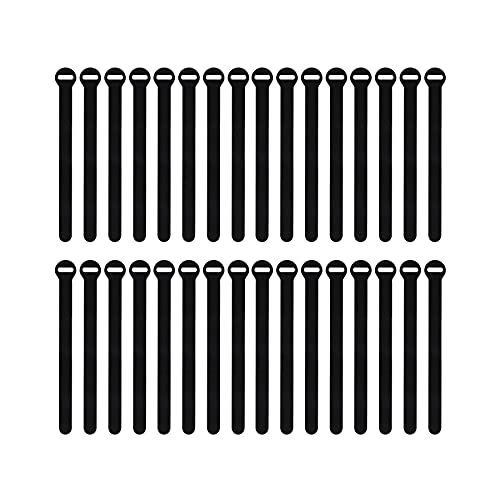Self-Gripping Cable Ties by Wrap-It Storage, Black, 8 Inch Straps (30-pack) – Reusable Hook and Loop Cord Organizer Cable Ties for Cord Management and Desk or Office Organization - color: Black, size: 8" (30-Pack)