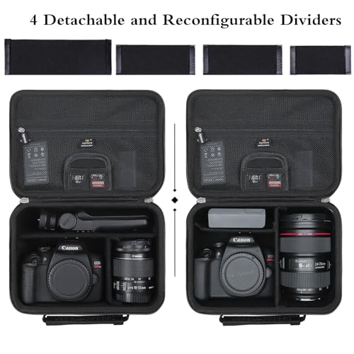 Aproca Case Compatible with Canon EOS Rebel T7, T7i, T8i, R100, R50, R5, R6 Mark II, R7, R8 Camera, Portable Storage Bag with 4 DIY Dividers and Shoulder Strap -Black - color: Black-DIY