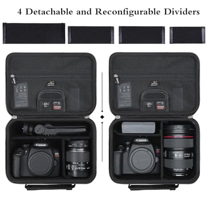 Aproca Case Compatible with Canon EOS Rebel T7, T7i, T8i, R100, R50, R5, R6 Mark II, R7, R8 Camera, Portable Storage Bag with 4 DIY Dividers and Shoulder Strap -Black - color: Black-DIY