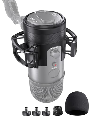[2026 Upgrade]Custom Blue Yeti Shock Mount with Pop Filter - Elastic Suspension Design Reduces Vibration Noise, Shock Mount 100% Fits Blue Yeti, Matches Mic Boom Arm, with 3/8" to 5/8" Screw Adapter - size: Blue Yeti Shock Mount