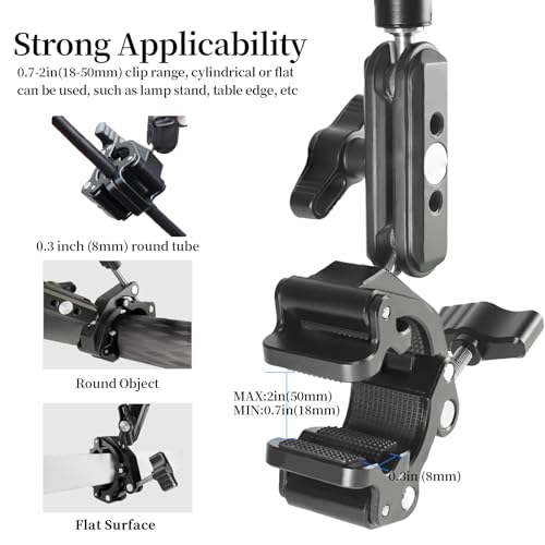 22" Magic Arm with Super Clamp Overhead Camera Mount for Camera, 1/4” Threads Adjustable Desktop Stand Holder Compatible with Phone Microphone Webcam Action Camera Video Light
