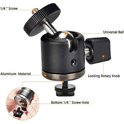UTEBIT 20mm Mini Ball Head Tripod Head Mount with 1/4" hot Shoe, Black | 360° Rotatable Camera Mount Adapte Aluminium Ball Heads Compatible with Tripods, Monopods, HTC Vive, SLR Cameras Load 2.5lb - style: 20mm Ball Head