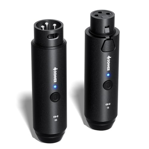 Donner Wireless XLR Microphone Transmitter Receiver, 2.4GHz Plug-on Wireless Mic Adapter with 24-bit/192kHz High-Resolution for Dynamic Microphones, Audio Mixer, PA System, Camera (CV-2)