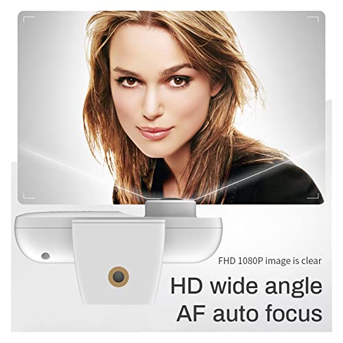 Autofocus 1080P Webcam Cover HD Web Camera with Microphone for Computer Laptop PC Camera for Video Meeting Streaming for Business Meetings (Color : White)