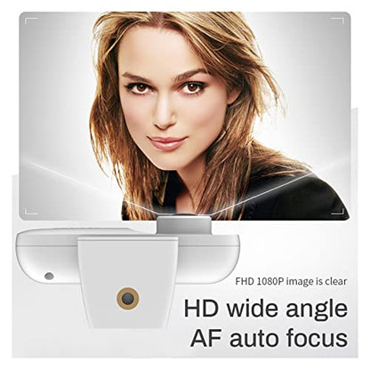 Autofocus 1080P Webcam Cover HD Web Camera with Microphone for Computer Laptop PC Camera for Video Meeting Streaming for Business Meetings (Color : White)