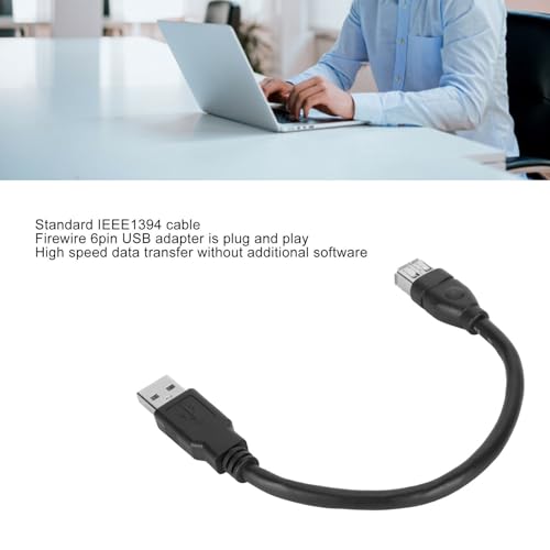 20cm IEEE 1394 6 Pin to USB 2.0 Adapter, 6 Pin Female to USB Adapter Cable Converter with High Speed Data Transfer for DV Camcorders