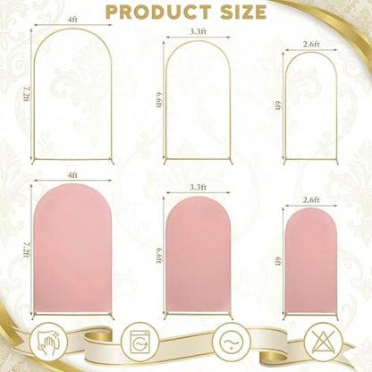 Toolterritary Set of 3 Metal Arch Backdrop Stand with Cover Set, (7.2FT, 6.6FT, 6FT Wedding Arch and Cover Set), Backdrop Arch for Party, Baby Shower, Birthday, and Graduation Ceremony - color: Pink, size: 7.2ft+6.6ft+6ft