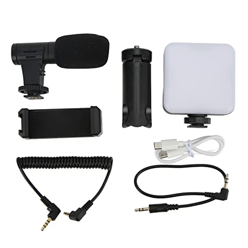 Smartphone Vlog Kit with Tripod Fill Light and Mic, Adjustable Lighting, Portable Vlogging Accessories - Soft Light, Windproof Microphone, Ideal for Content Creators