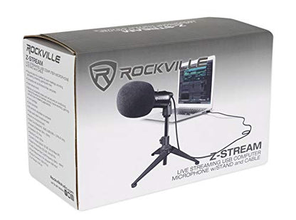 Rockville Z-Stream USB Computer Microphone Podcast Mic+Audio Technica Boom Arm