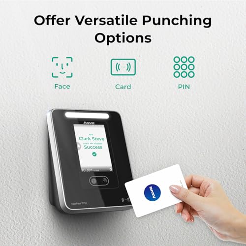 ANVIZ Time Clocks for Employees Small Business - Forever Free Cloud Software - FacePass 7 Pro Biometric Clock in and Out Machine - Support Door Access - Face + RFID + Pin Punching, FacePass 7 Pro