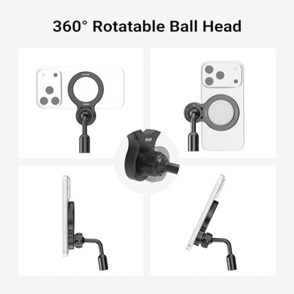 NEEWER Basics Magnetic Phone Tripod Mount Adapter, 360° Ball Head Aluminum Compact Lightweight Portable Phone Holder Attachment Compatible with MagSafe iPhone Samsung Android Video Recording, PA149 - style: PA149