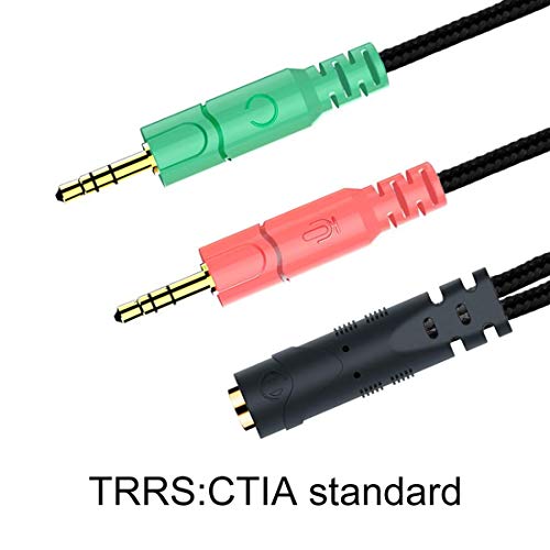 ENVEL Headset and Microphone Splitter Cable for PC Audio Jack Headphones Adapter Convertors 3.5mm Female to Dual Male for Computer Simultaneously Y Splitter
