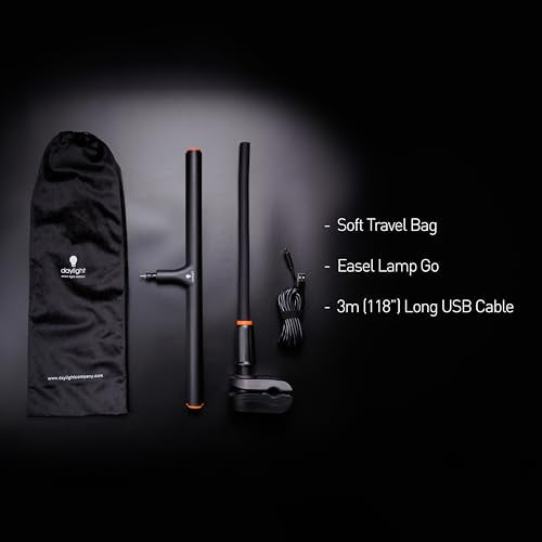 Daylight Company Easel Lamp Go™ Premium 95+ CRI LED Art Lamp with 3-Step Dimmer, USB-C Cable, and Built-in Battery for Superb Color Reproduction and Uninterrupted Illumination - style: Easel Lamp