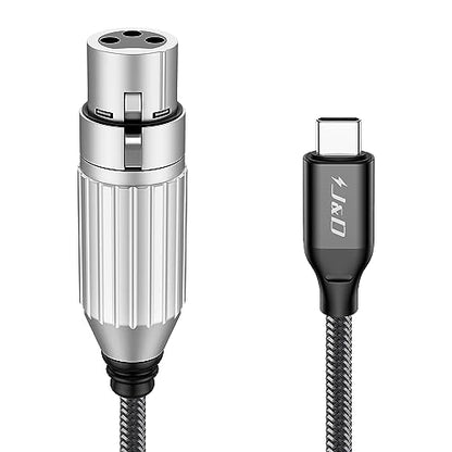 J&D USB C to XLR Microphone Audio Cable, Braided USB C to XLR Female Microphone Cable for Audio Recording, Dynamic Microphone, Compatible for iPhone 15/15 Plus/15 Pro/15 Pro Max, MacBook, 6.6 Feet - size: 6.6 Feet