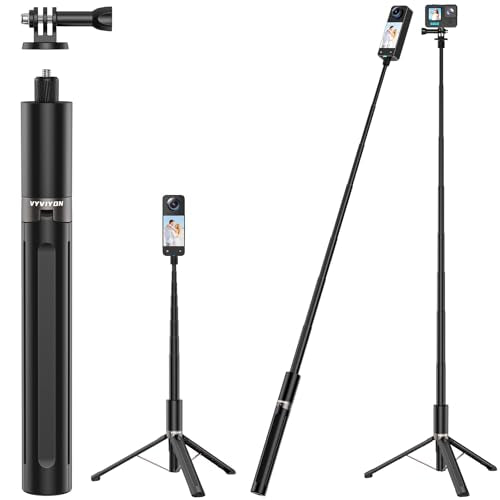 Invisible Selfie Stick Tripod 165cm, 2 in 1 Extension Monopod Pole for Insta360 X5 X4ONE X2,1/4" Action Camera Selfie Stick Handle Grip with Adapter for GoPro, DJI Osmo Action 5 Pro/4 - size: 165CM