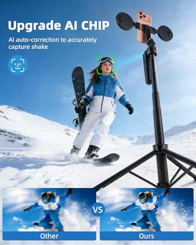 Auto Face Tracking Selfie Stick Tripod for iPhone with Light 360° Rotation That Follows Your Movement 70.9" Camera Tripod Stand with Remote for Content Creator Vlog Live Stream Video Recording