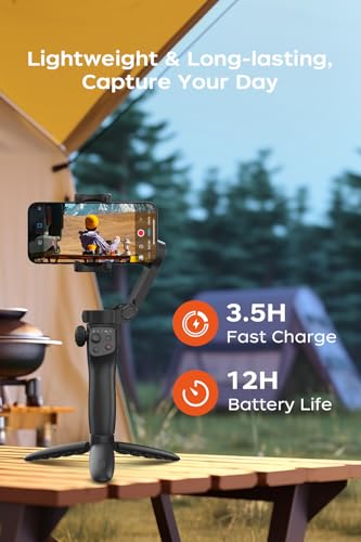 CM8 Gimbal Stabilizer for iPhone Android, 3-Axis Phone Gimbal with Remote Control Portable Foldable, Phone Stabilizer for Video Recording for Tiktok YouTube Vlog - style: CM8 SE