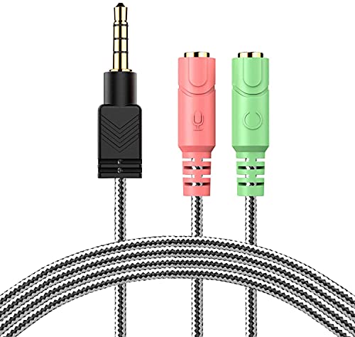 MillSO Headset Adapter, 3.3 Feet 3.5mm Mic and Audio Headphone Splitter (TRRS Male to 2 TRS Female) CTIA 4 Pole Stereo Jack Y Cable for Dual-Plug Headset to PS4, Xbox One, Phone, Laptop, PC - size: 1 Pack / 3.3 Feet