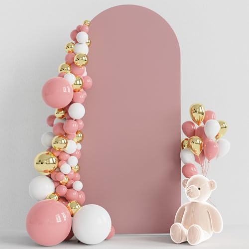 Wokceer 6FT Wedding Arch Cover Spandex Fitted Wedding Arch Stand Covers Round Top Chiara Arch Backdrop Cover for Birthday Party Ceremony Banquet Decoration Light Dusty Rose, COVER 1.8M- ROSEF74-A - color: Light Dusty Rose, size: 6 FT