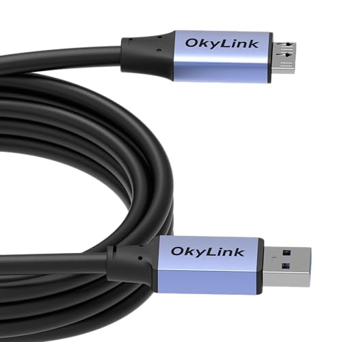 OkyLink USB 3.0 A to Micro-B Cable, Male to Male, 5Gbps 10ft | 3M, 3.2 Gen 1, for External Hard Drive HDD SSD - color: Gray USB3.0, size: 10ft (3m)