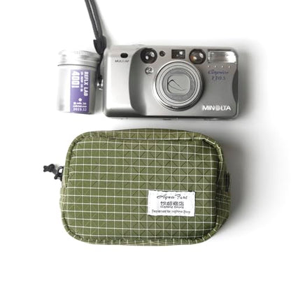 Small camera bag, utility bag, makeup bag, made of nylon, waterproof, shockproof (Green) - color: Green