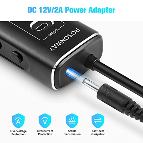 Powered USB Hub, Rosonway 7-Port USB 3.2/USB C Hub with 10Gbps USB-A 3.2, 2 USB-C 3.2, 4 USB 3.0 Ports, Individual Switches and 12V Power Adapter, Aluminum USB Port Expander for Laptop/PC, RSH-A107C - size: 7-Port Powered USB 3.2+USB 3.0 Hub