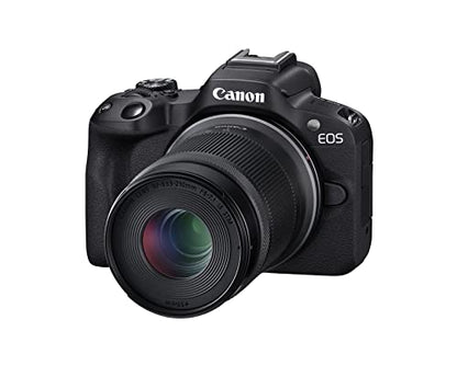 Canon EOS R50 Mirrorless Camera with RF-S18-45mm F4.5-6.3 is STM & RF-S55-210mm F5-7.1 is STM Lenses, 24.2 Megapixel CMOS (APS-C) Sensor, 4K Video, Content Creator Vlogging Camera, RF Mount, Black | Verified Kit Includes Canon Eos R50 Body with Rf-S18-45m