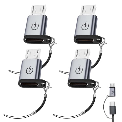 USB C to Micro USB Adapter (4 Packs), ，Micro USB to Type-C Adapter，Supports 18W Fast Charging, Does not Support OTG Connection, Such as Headphones, External Hard Drives, Keyboards - color: grey-4