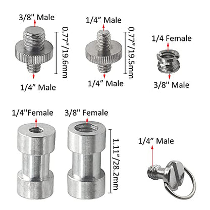 30Pack Camera Screw Set 1/4 Inch and 3/8 Inch Threaded Screws Adapter Hot Shoe Adapter Mount Set for Camera/Tripod/Mono-pod/Light Stand - style: Adapter-30P