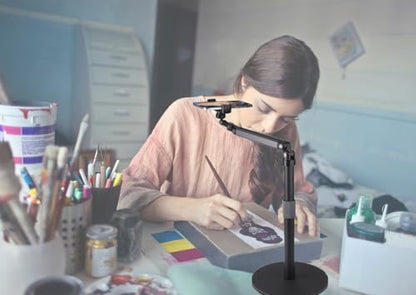 Heavy Duty Overhead Phone Stand for Desk Video Recording for iPhone Holder, with Extension Arm, 360° Swivel, for Filming, Meeting, Cooking, Painting and Crafting - size: 27in Height (Desk Phone Stand)