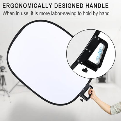 5 in 1 Photography Reflector 27x35inch (72x90cm) Collapsible Light Reflector with Handle & Connection Adapter,Portable Light Reflectors Diffuser Panel Photography Kit for Studio Video&Outdoor Lighting