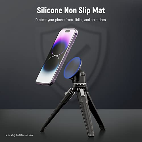 NEEWER Magnetic Phone Tripod Mount Adapter with 1/4" Holes Compatible with iPhone MagSafe Selfie Stick for 15 Pro Max 15 Plus 14 13 12 Pro Max Mini, Phone Holder for Ring Light Video Recording, PA010 - style: PA010