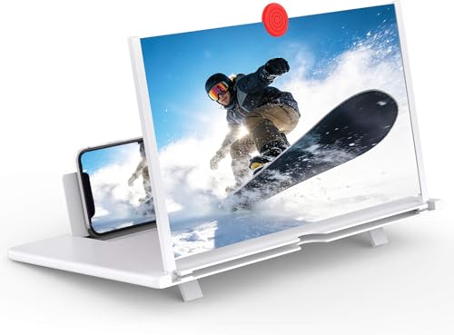 16" Screen Magnifier,3D HD Mobile Phone Magnifier Projector Screen Enlarger for Movies, Videos, and Gaming,Foldable Cell Phone Stand with Screen Amplifier,Supports All Smartphones (White 16inch) - color: White, size: 16 inch