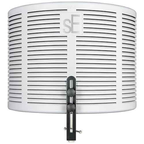 sE Electronics RF-X Reflexion Filter - Portable Microphone Isolation Shield for Recording Music, Podcasts & Voice-Overs - Four-Layer Acoustic Sound Shield for Home Recording Studio Equipment (White) - color: White
