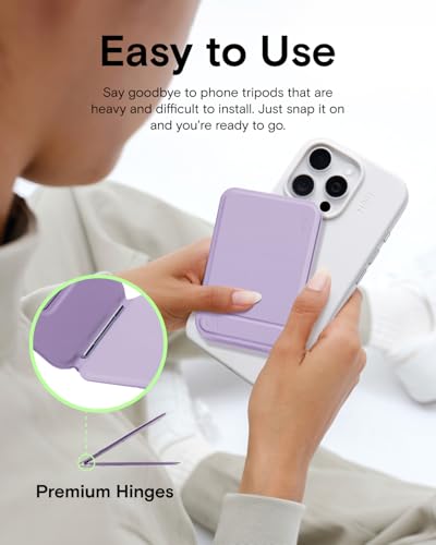 MOFT Phone Stand, Magnetic Phone Tripod Stand Stain-Resistant MOVAS Leather & Angle Adjustment & Strong Magnets Tripod for iPhone 17/16/15/14/13/12 (Included Metal Ring)-Seafoam - color: Seafoam, size: Without Card Slot