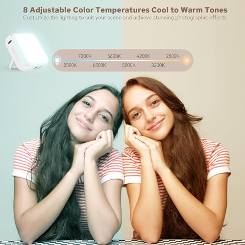 ZENIKO VS5 Bi LED On-Camera Video Light with Soft Diffuser, Bi-Color 2500K-8500K, CRI95+, Magnetic Attraction, Dimmable Vlog Light for Camera Gopro Photography (White)