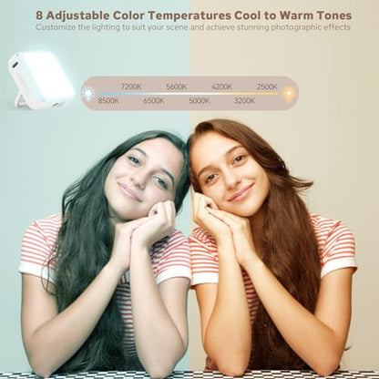 ZENIKO VS5 Bi LED On-Camera Video Light with Soft Diffuser, Bi-Color 2500K-8500K, CRI95+, Magnetic Attraction, Dimmable Vlog Light for Camera Gopro Photography (White)