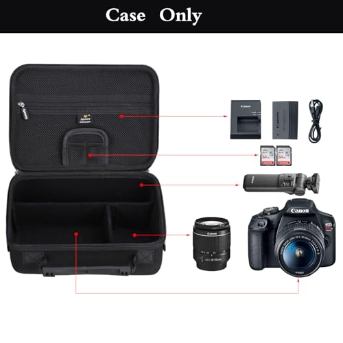 Aproca Case Compatible with Canon EOS Rebel T7, T7i, T8i, R100, R50, R5, R6 Mark II, R7, R8 Camera, Portable Storage Bag with 4 DIY Dividers and Shoulder Strap -Black - color: Black-DIY